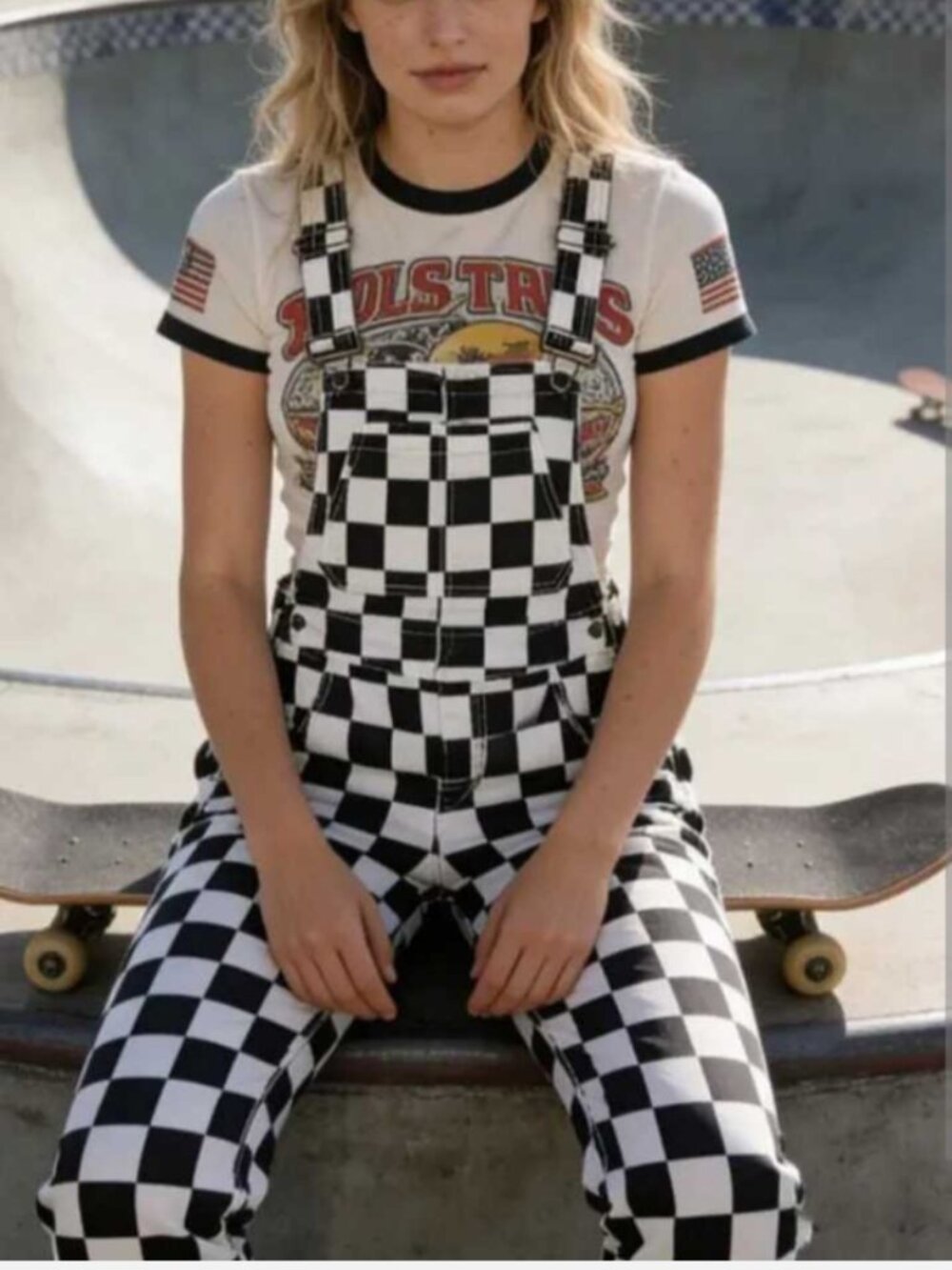 Black & White Checkered Overalls